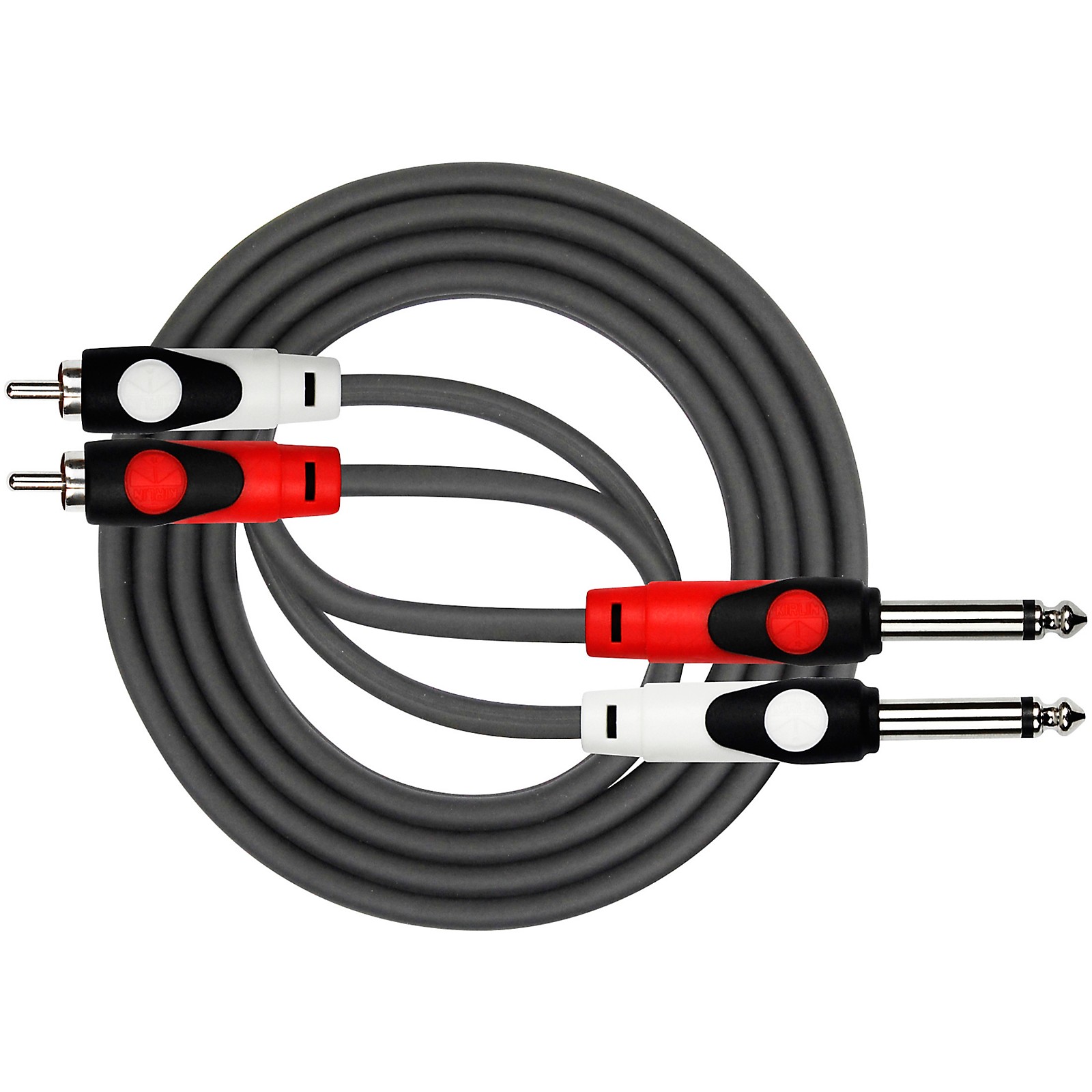 KIRLIN Lightgear Dual Black Patch Cable 2x 1/4" Mono to 2x RCA 6 ft