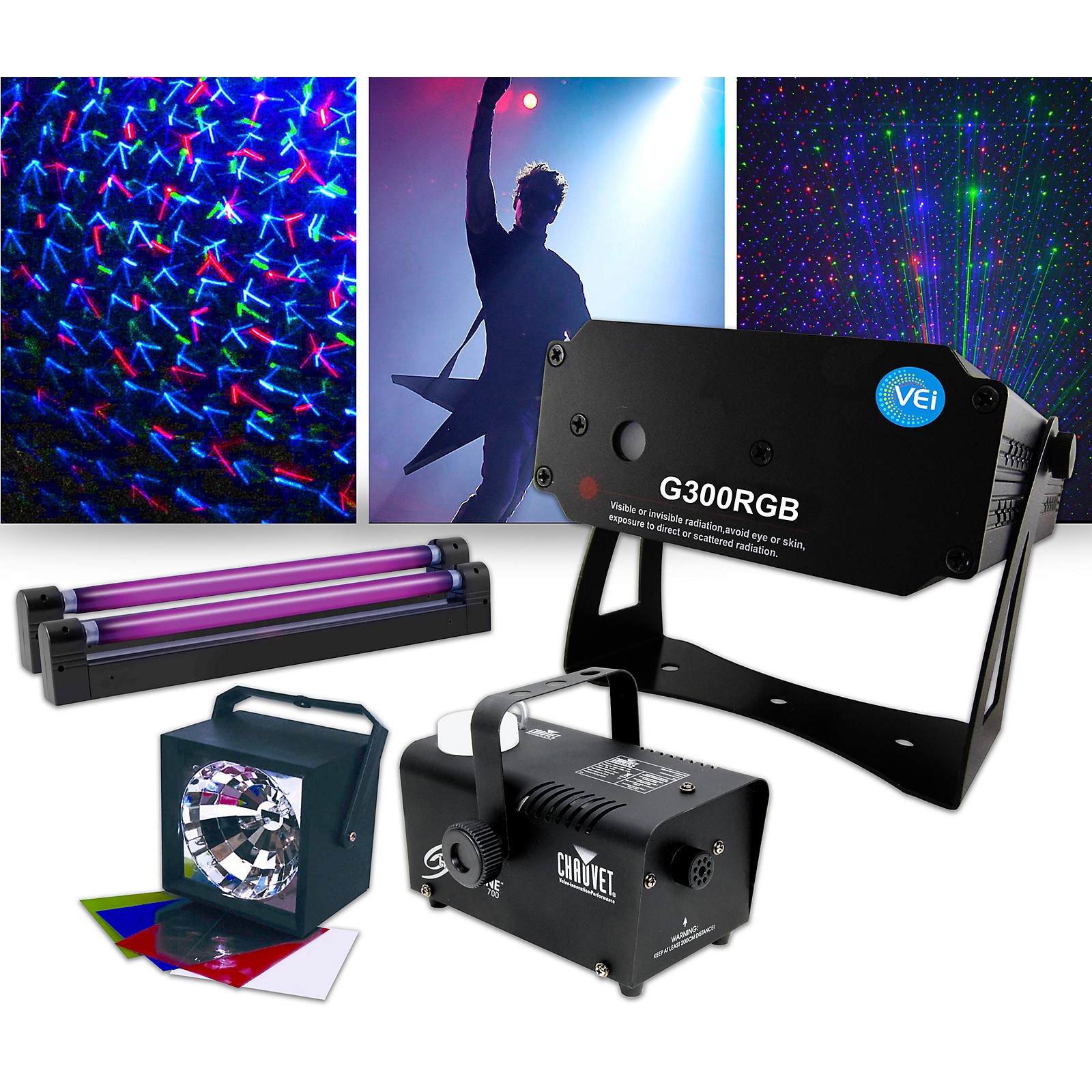 American DJ Lighting Effects Package with G300RGB Laser, ADJ VBar Pak ...