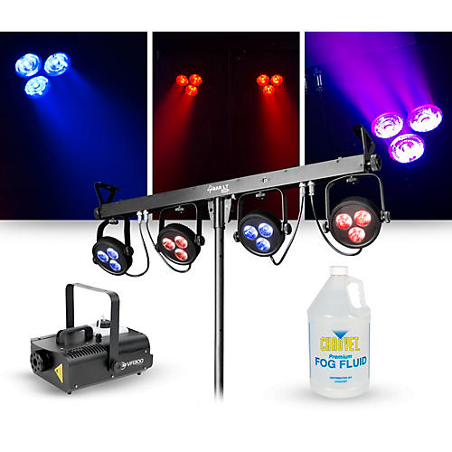 Lighting Package with 4BAR LT USB RGB LED Effect and ADJ VF1300 Fog Machine