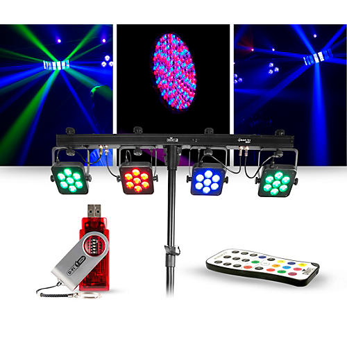 Lighting Package with 4BAR Tri USB RGB Fixture, IRC-6 Remote and D-FI Controller.