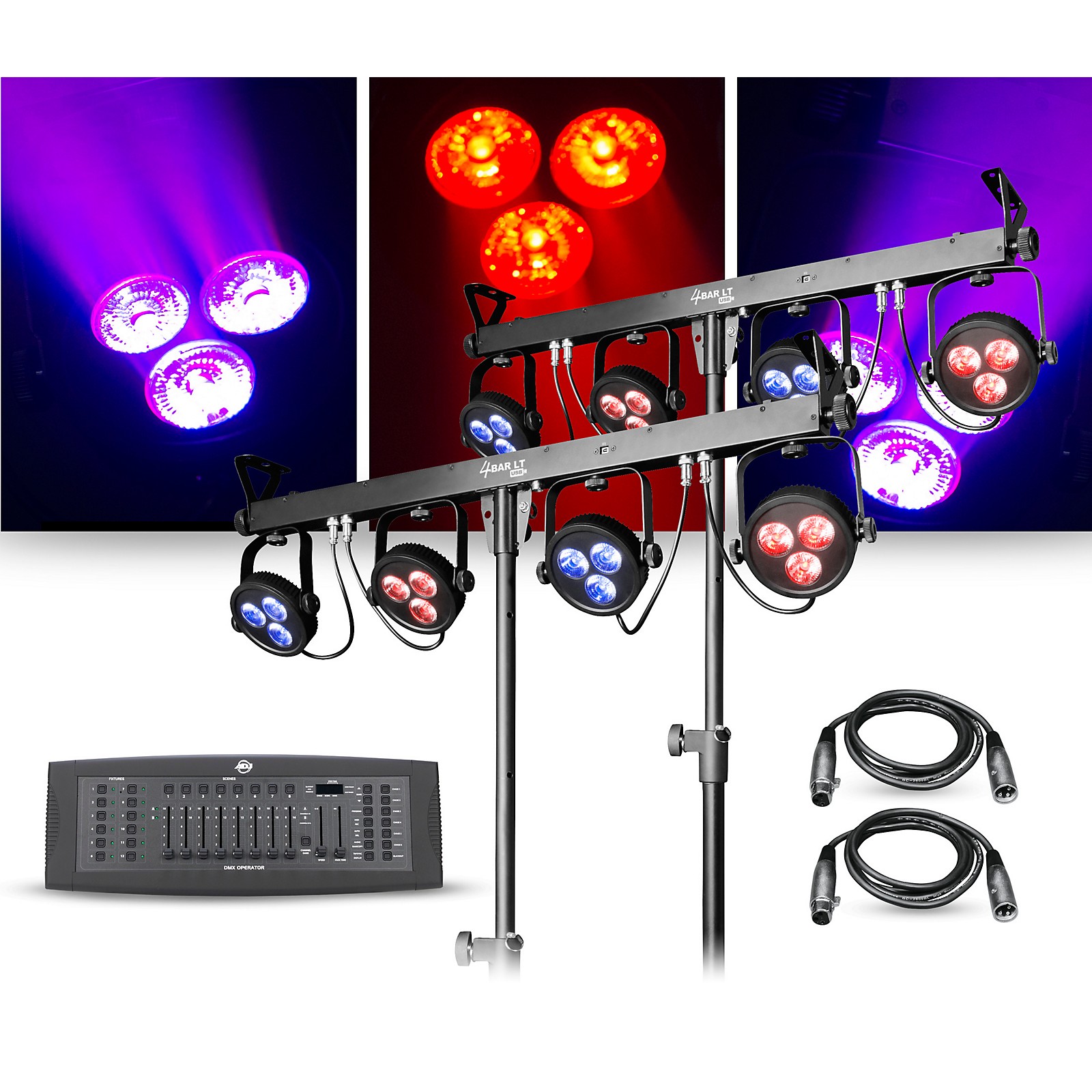 CHAUVET DJ Lighting Package with Two 4BAR LT USB RGB LED Fixtures and