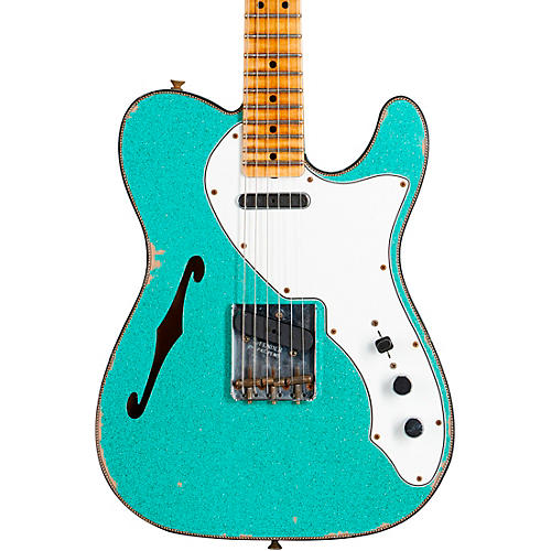 Fender Custom Shop Limited-Edition '60s Custom Telecaster Thinline Relic Maple Fingerboard Electric Guitar Aged Sea Foam Green Sparkle