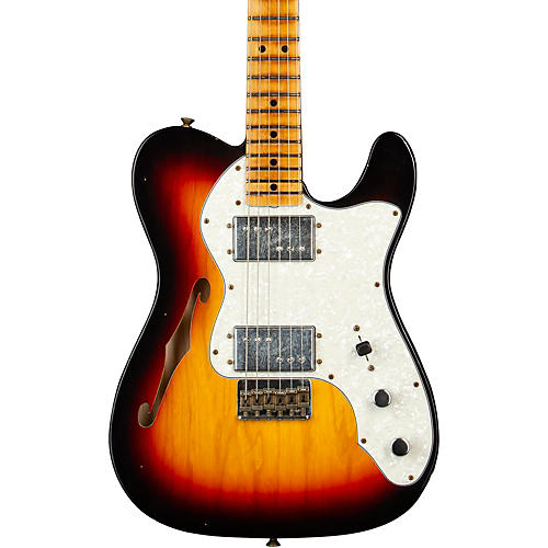 Fender Custom Shop Limited Edition '70s Tele Thinline Journeyman Relic Electric Guitar Bleached 3-Color Sunburst