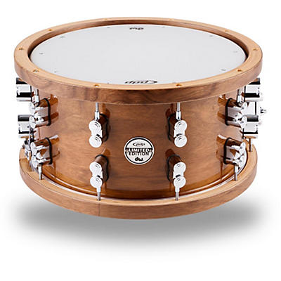PDP by DW Limited-Edition Dark Stain Maple and Walnut Snare With Walnut Hoops and Chrome Hardware
