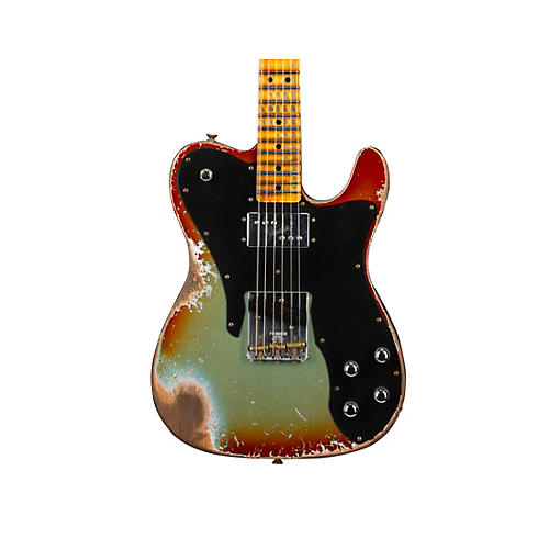 Fender Custom Shop Limited-Edition Electric Telecaster Custom Super Heavy Relic Guitar Aged Firemist Silver with Aged Candy Tangerine Burst
