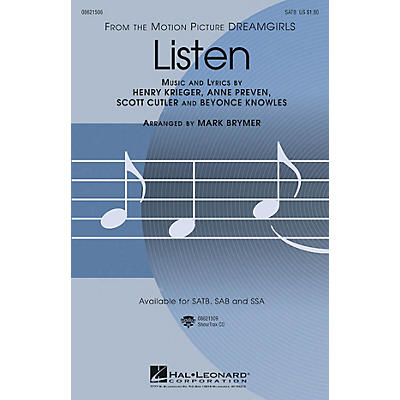 Hal Leonard Listen (from Dreamgirls) SATB by Beyoncé arranged by Mark Brymer