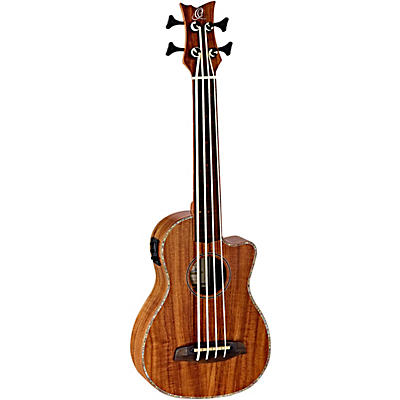 Ortega Lizard Series CAIMAN-GBFL-GB Fretless Acoustic-Electric Ukulele-Bass