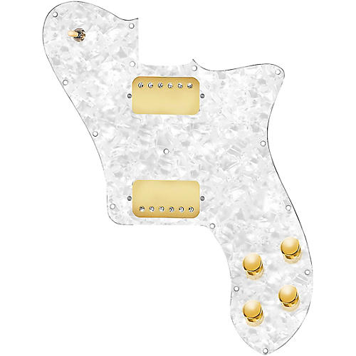 920d Custom Loaded Pickguard for '72 Deluxe Telecaster with Gold Cool Kids Humbuckers White Pearl