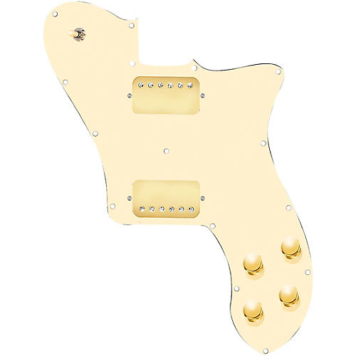 920d Custom Loaded Pickguard for '72 Deluxe Telecaster with Gold Roughnecks Humbuckers Aged White