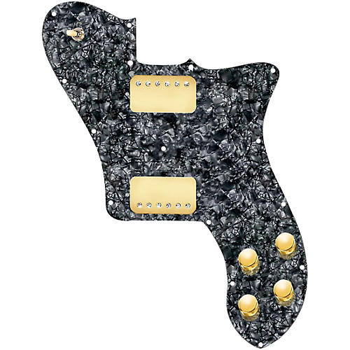 920d Custom Loaded Pickguard for '72 Deluxe Telecaster with Gold Roughnecks Humbuckers Black Pearl