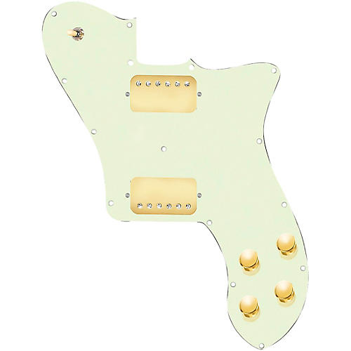 920d Custom Loaded Pickguard for '72 Deluxe Telecaster with Gold Roughnecks Humbuckers Mint Green