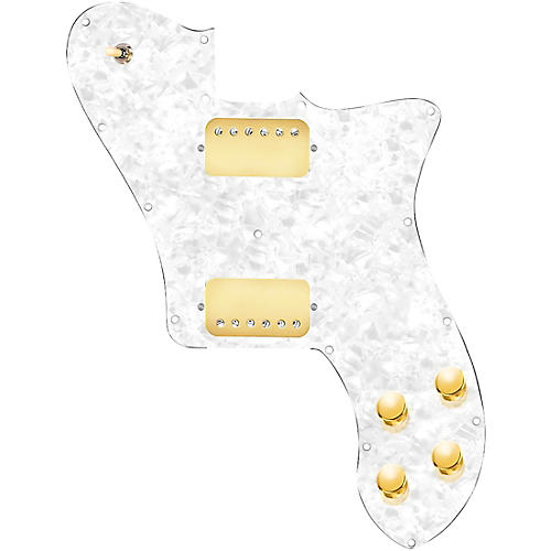 920d Custom Loaded Pickguard for '72 Deluxe Telecaster with Gold Roughnecks Humbuckers White Pearl