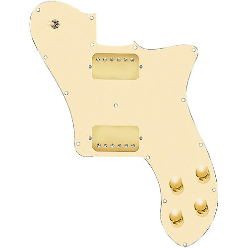 920d Custom Loaded Pickguard for '72 Deluxe Telecaster with Gold Smoothies Humbuckers Aged White