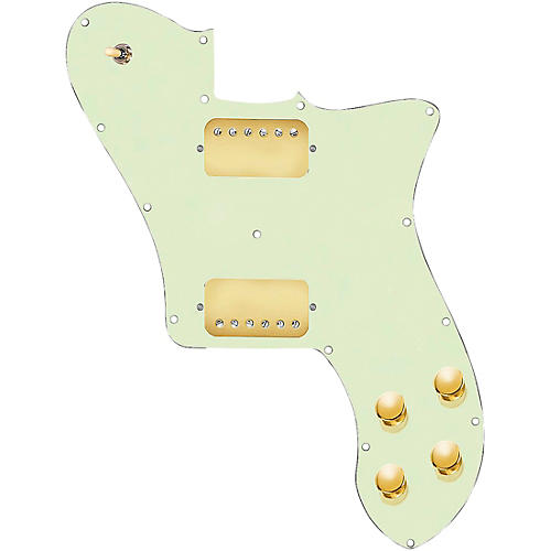 920d Custom Loaded Pickguard for '72 Deluxe Telecaster with Gold Smoothies Humbuckers Mint Green