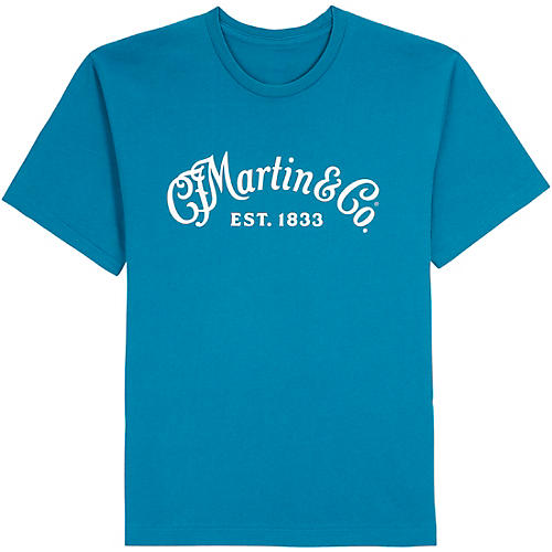 Martin Logo T-Shirt (White Script) Ocean Blue Large