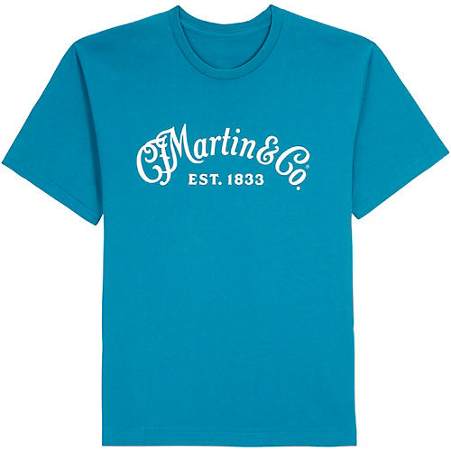 Martin Logo T-Shirt (White Script) Ocean Blue Medium