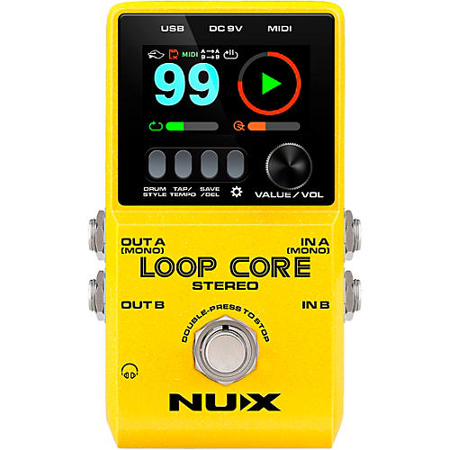 NUX Loop Core Stereo Looper with MIDI and Drum Patterns Effects Pedal Condition 1 - Mint Yellow