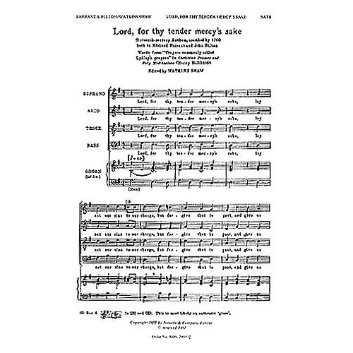 Novello Lord, for Thy Tender Mercy's Sake SATB Composed by Richard Farrant