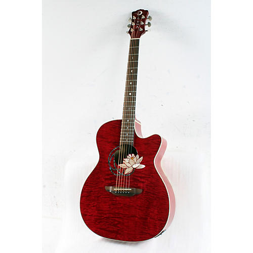 Luna Guitars Lotus Quilted Maple Acoustic-Electric Guitar Condition 3 - Scratch and Dent Transparent Shiraz 194744877087