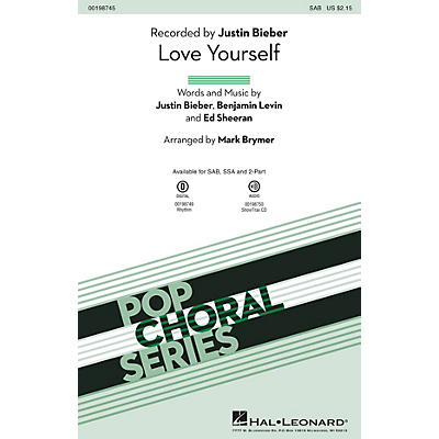 Hal Leonard Love Yourself SSA by Justin Bieber Arranged by Mark Brymer