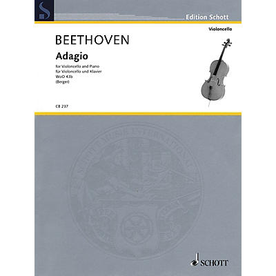 Schott Ludwig van Beethoven - Adagio WoO 43b (Cello and Piano) String Series Softcover