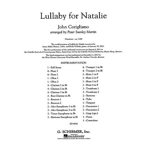 G. Schirmer Lullaby for Natalie Concert Band Level 5 Composed by John Corigliano