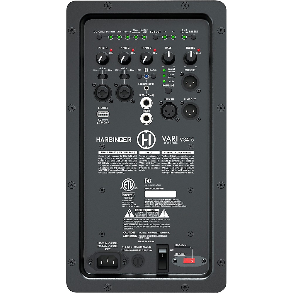 Harbinger VARI 3415 15" Powered Speakers Package With Stands