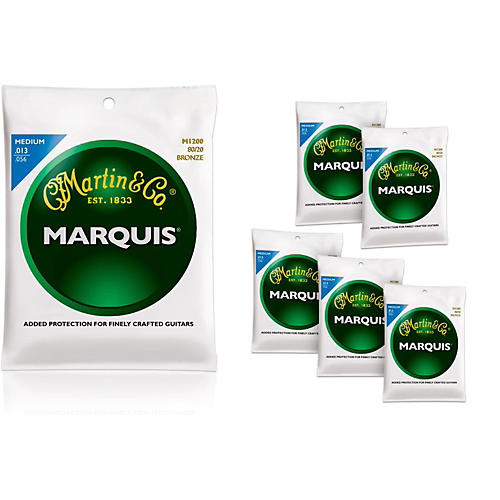 M1200 Marquis 80/20 Bronze Medium Acoustic Strings 6 Pack