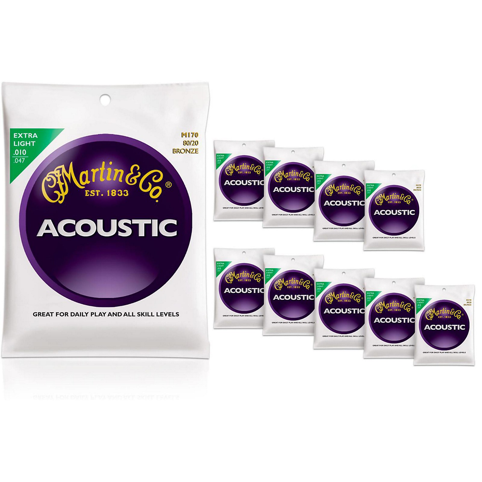 Martin M170 80/20 Bronze Extra Light 10Pack Acoustic Guitar Strings