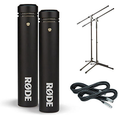 RODE M5 Compact 1/2" Condenser Microphone Matched Pair Cable & Stand Drum Overhead Package