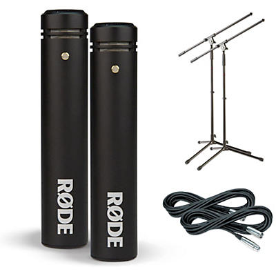 RODE M5 Compact 1/2" Condenser Microphone Matched Pair Cable and Stand Drum Overhead Package