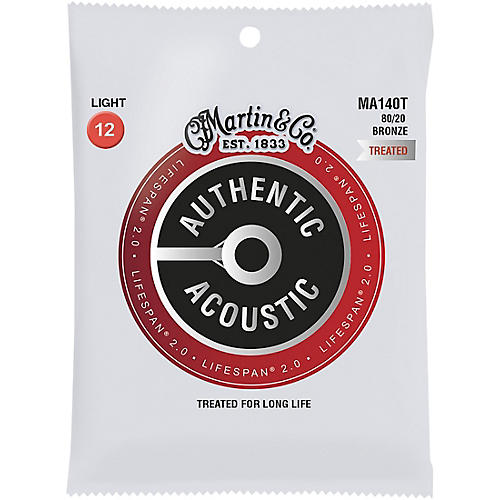 Martin MA140T Lifespan 2.0 80/20 Bronze Light Authentic Acoustic Guitar Strings