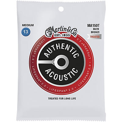 Martin MA150T Lifespan 2.0 80/20 Bronze Medium Authentic Acoustic Guitar Strings - (33-142)