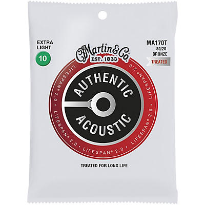 Martin MA170T Lifespan 2.0 80/20 Bronze Extra-Light Authentic Acoustic Guitar Strings - (25-119)
