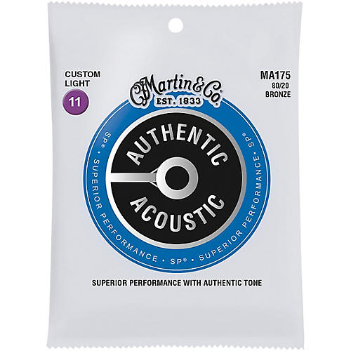 Martin MA175 SP 80/20 Bronze Custom-Light Authentic Acoustic Guitar Strings