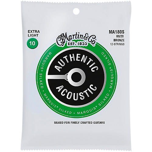 Martin MA180S Marquis 12-String 80/20 Bronze Extra-Light Authentic Acoustic Silked Guitar Strings