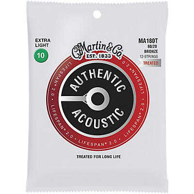 Martin MA180T Lifespan 2.0 12-String 80/20 Bronze Extra-Light Authentic Acoustic Guitar Strings