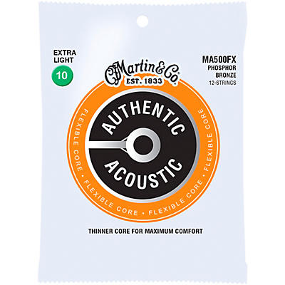 Martin MA500FX Authentic Acoustic Flexible Core 12-String Phosphor Bronze Light Guitar Strings
