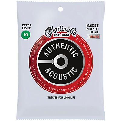 Martin MA530T Lifespan 2.0 Phosphor Bronze Extra-Light Authentic Acoustic Guitar Strings