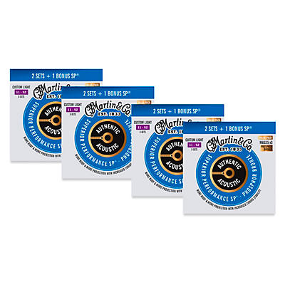 Martin MA535 Authentic Acoustic SP Custom Light Guitar Strings 12-Pack