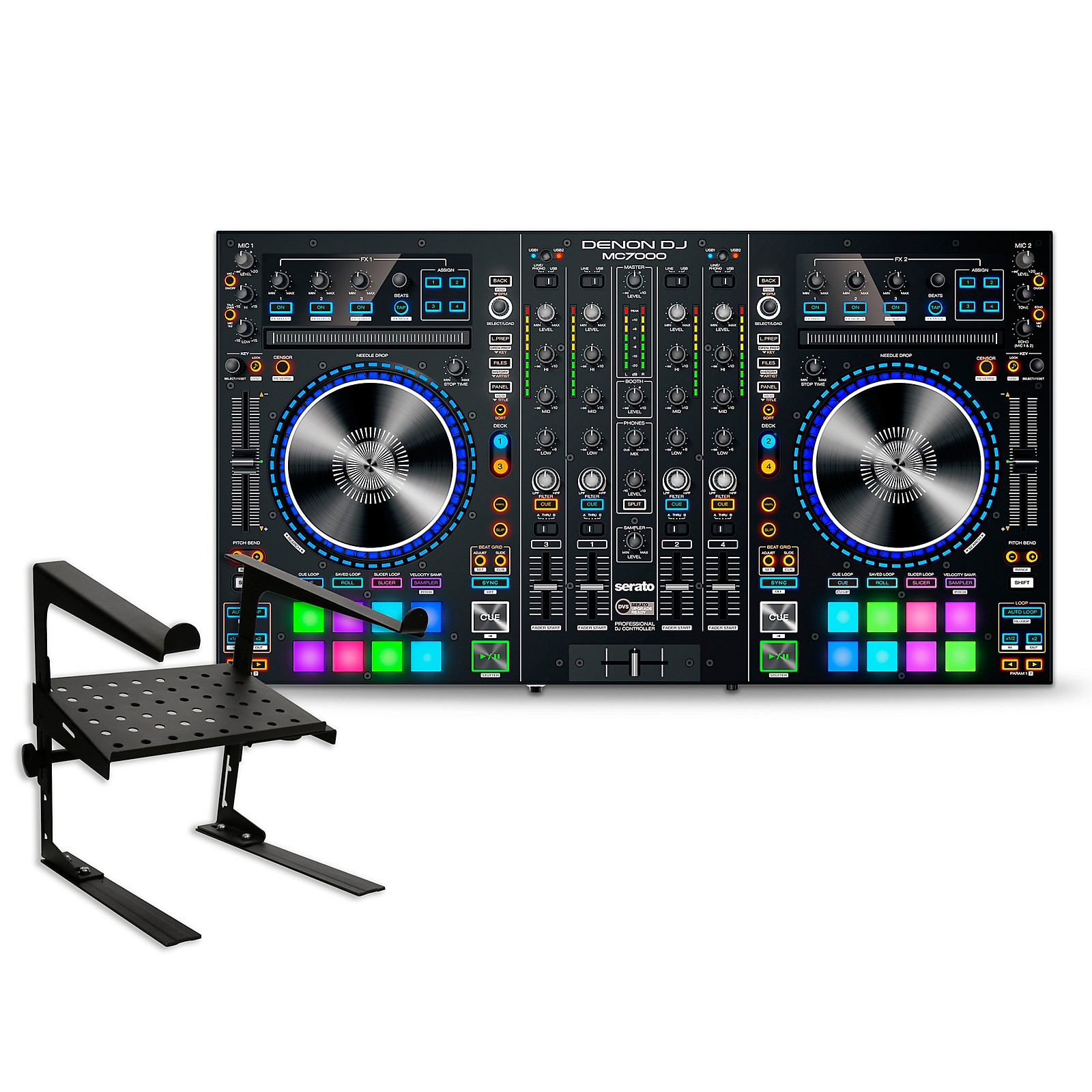 denon-mc7000-dj-controller-with-laptop-stand-musician-s-friend