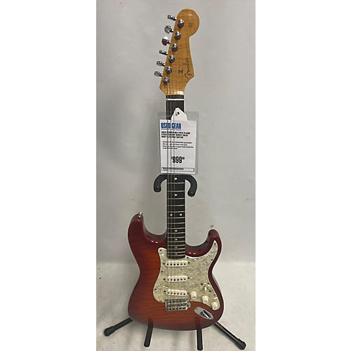 Fender MIJ Foto Flame Strat Solid Body Electric Guitar Cherry Burst