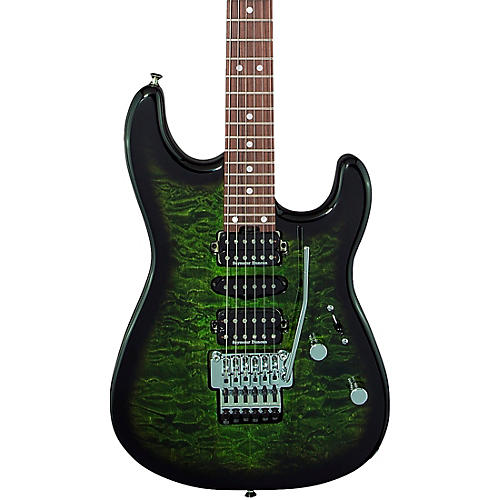 Charvel MJ San Dimas Style 1 HSH FR M QM Electric Guitar Transparent Green Burst