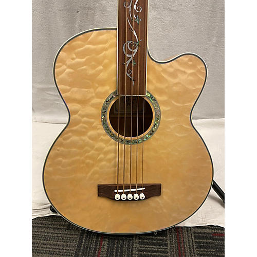 Michael Kelly MKDF5 5 String Dragonfly Fretless Acoustic Electric Acoustic Bass Guitar Flame Maple Natural