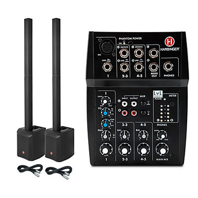 Harbinger MLS900 Personal Line Array Pair with Harbinger L502 Mixer and Cables