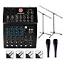 Harbinger MLS900 Personal Line Array Pair with Harbinger L802 Mixer and Cables Mics and Stands