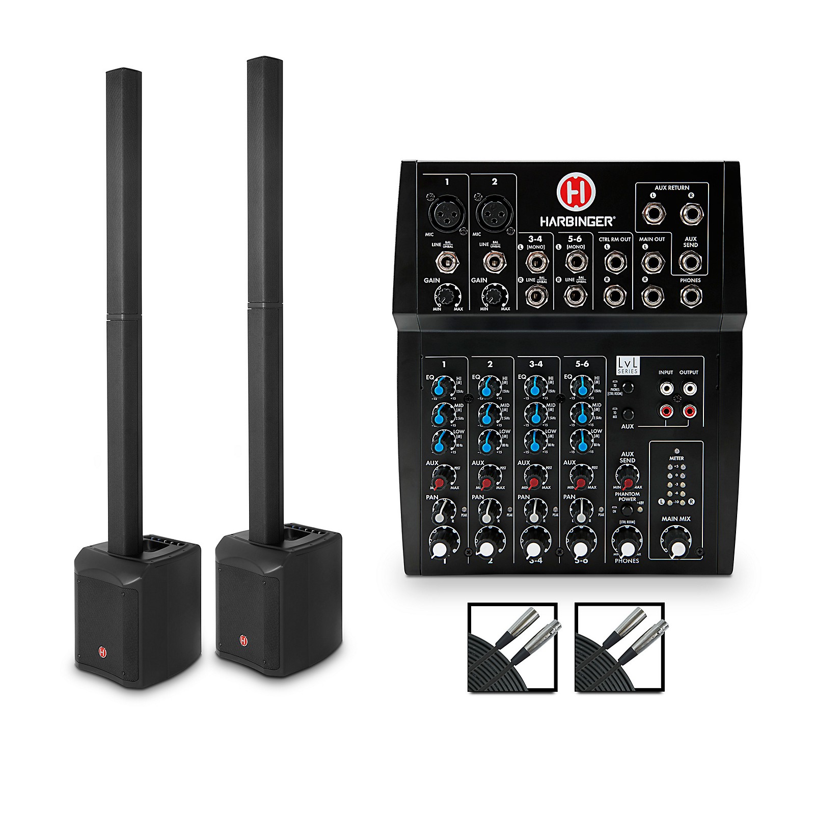Harbinger MLS900 Personal Line Array Pair with Harbinger L802 Mixer and