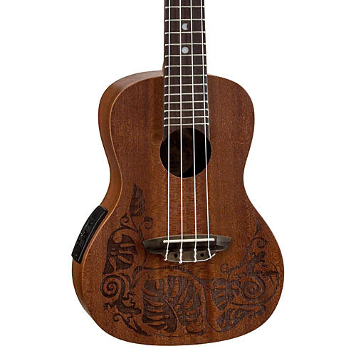 Luna MO EL Concert Acoustic-Electric Ukulele Lizard Design