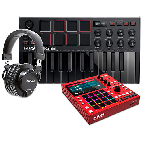 Akai Professional MPC ONE+ Standalone Production Center With MPK mini mk3 & Headphones Black on Black