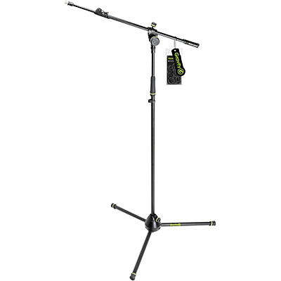 Gravity Stands MS 4322 HD Microphone Stand With Folding Tripod Base & 2-Point Adjustment Telescoping Boom, Heavy Duty